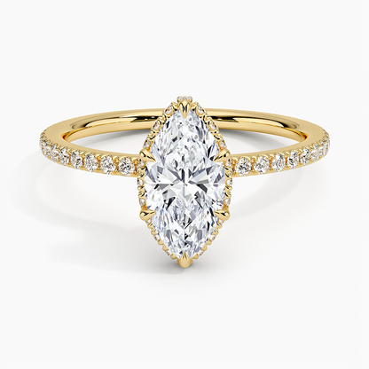 1,40 Karat Marquise Halo Tasarım Tektaş Laboratuvar Pırlanta Yüzük 18K - Luminara - Bold Diamonds