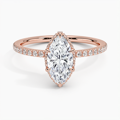 1,40 Karat Marquise Halo Tasarım Tektaş Laboratuvar Pırlanta Yüzük 18K - Luminara - Bold Diamonds