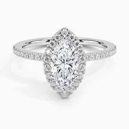 1.40 Karat Marquise Halo Tasarım Tektaş Laboratuvar Pırlanta Yüzük  18k -Luxora - Bold Diamonds