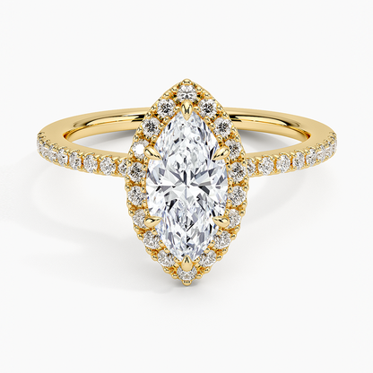 1.40 Karat Marquise Halo Tasarım Tektaş Laboratuvar Pırlanta Yüzük  18k -Luxora - Bold Diamonds