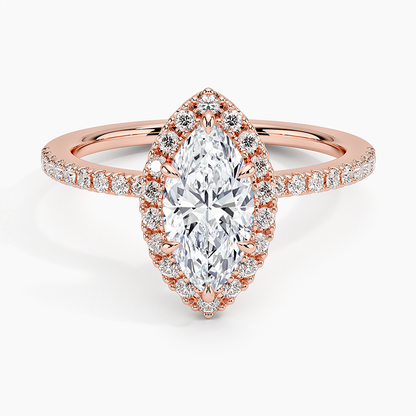 1.40 Karat Marquise Halo Tasarım Tektaş Laboratuvar Pırlanta Yüzük  18k -Luxora - Bold Diamonds