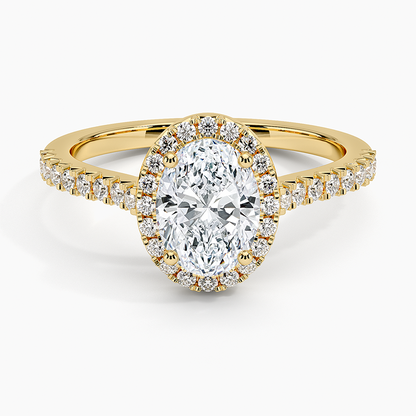 1.40 Karat Oval Halo Tasarım Tektaş Laboratuvar Pırlanta Yüzük  18k -Astrala - Bold Diamonds