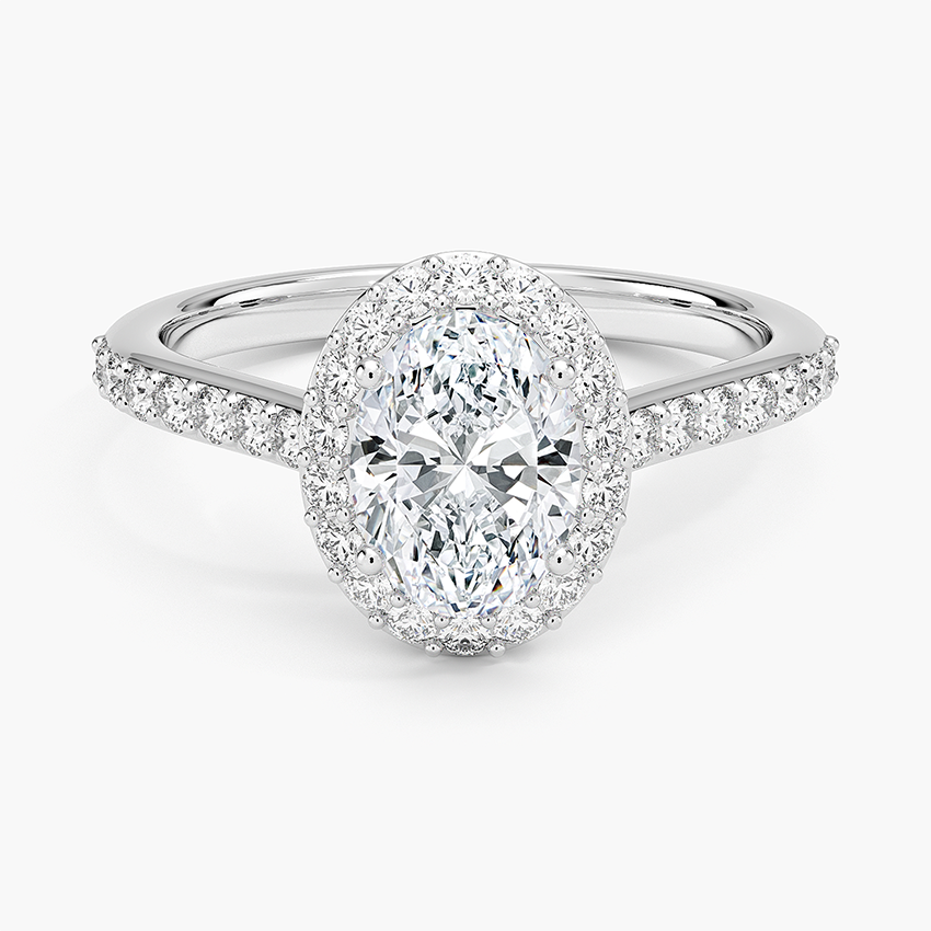 1,40 Karat Oval Halo Tasarım Tektaş Laboratuvar Pırlanta Yüzük 18K -Bellora - Bold Diamonds