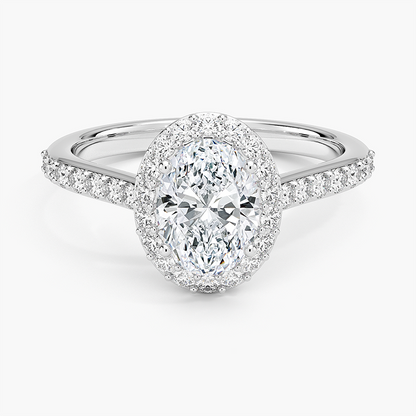 1,40 Karat Oval Halo Tasarım Tektaş Laboratuvar Pırlanta Yüzük 18K -Bellora - Bold Diamonds