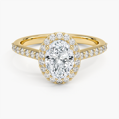 1,40 Karat Oval Halo Tasarım Tektaş Laboratuvar Pırlanta Yüzük 18K -Bellora - Bold Diamonds