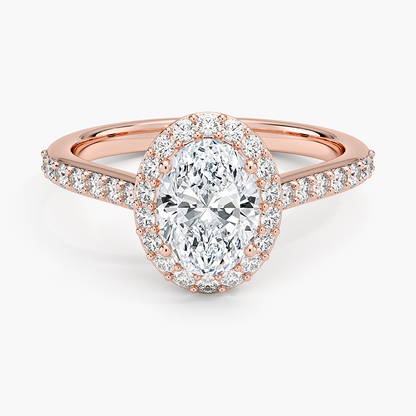 1,40 Karat Oval Halo Tasarım Tektaş Laboratuvar Pırlanta Yüzük 18K -Bellora - Bold Diamonds