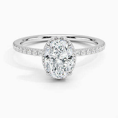 1,40 Karat Oval Halo Tasarım Tektaş Laboratuvar Pırlanta Yüzük 18K - Luminara - Bold Diamonds