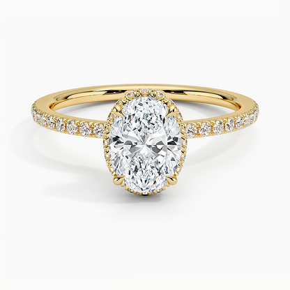 1,40 Karat Oval Halo Tasarım Tektaş Laboratuvar Pırlanta Yüzük 18K - Luminara - Bold Diamonds