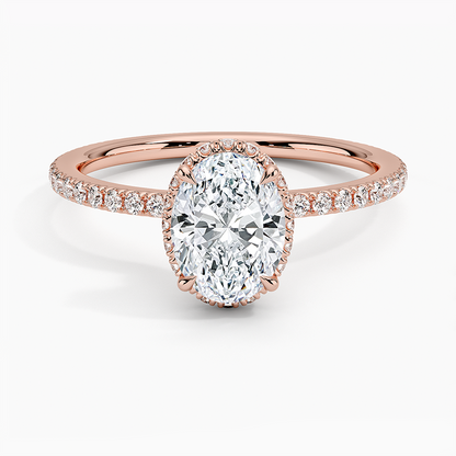 1,40 Karat Oval Halo Tasarım Tektaş Laboratuvar Pırlanta Yüzük 18K - Luminara - Bold Diamonds