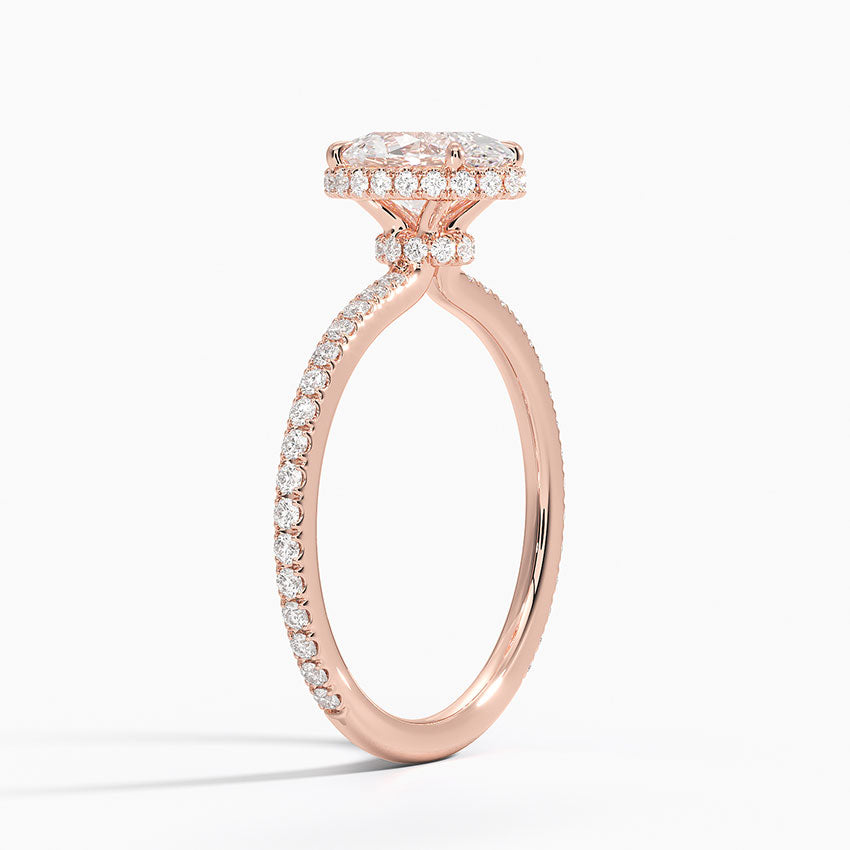 1,40 Karat Oval Halo Tasarım Tektaş Laboratuvar Pırlanta Yüzük 18K - Luminara - Bold Diamonds