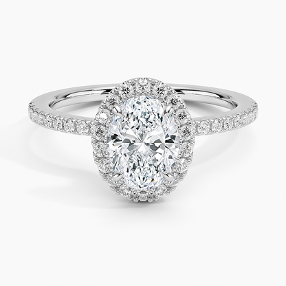 1.40 Karat Oval Halo Tasarım Tektaş Laboratuvar Pırlanta Yüzük  18k -Luxora - Bold Diamonds