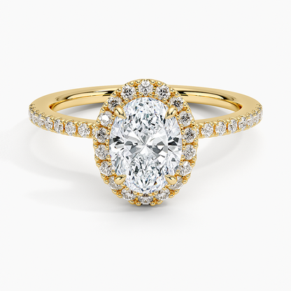1.40 Karat Oval Halo Tasarım Tektaş Laboratuvar Pırlanta Yüzük  18k -Luxora - Bold Diamonds