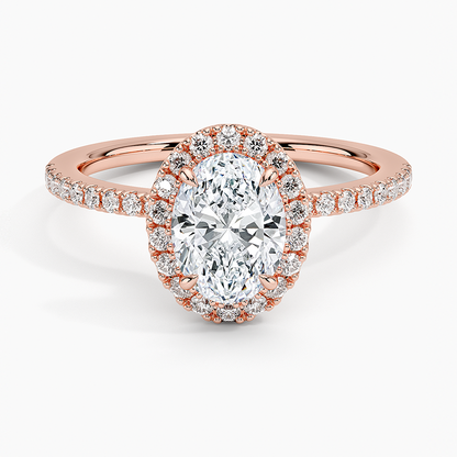 1.40 Karat Oval Halo Tasarım Tektaş Laboratuvar Pırlanta Yüzük  18k -Luxora - Bold Diamonds