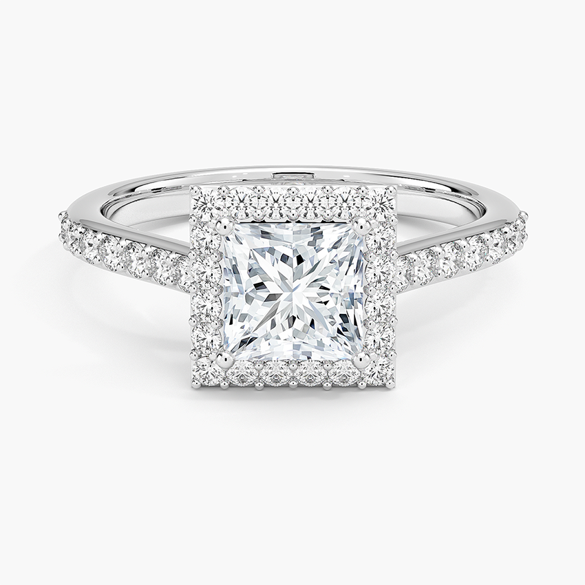 1,40 Karat Prenses  Halo Tasarım Tektaş Laboratuvar Pırlanta Yüzük 18K  -Bellora - Bold Diamonds
