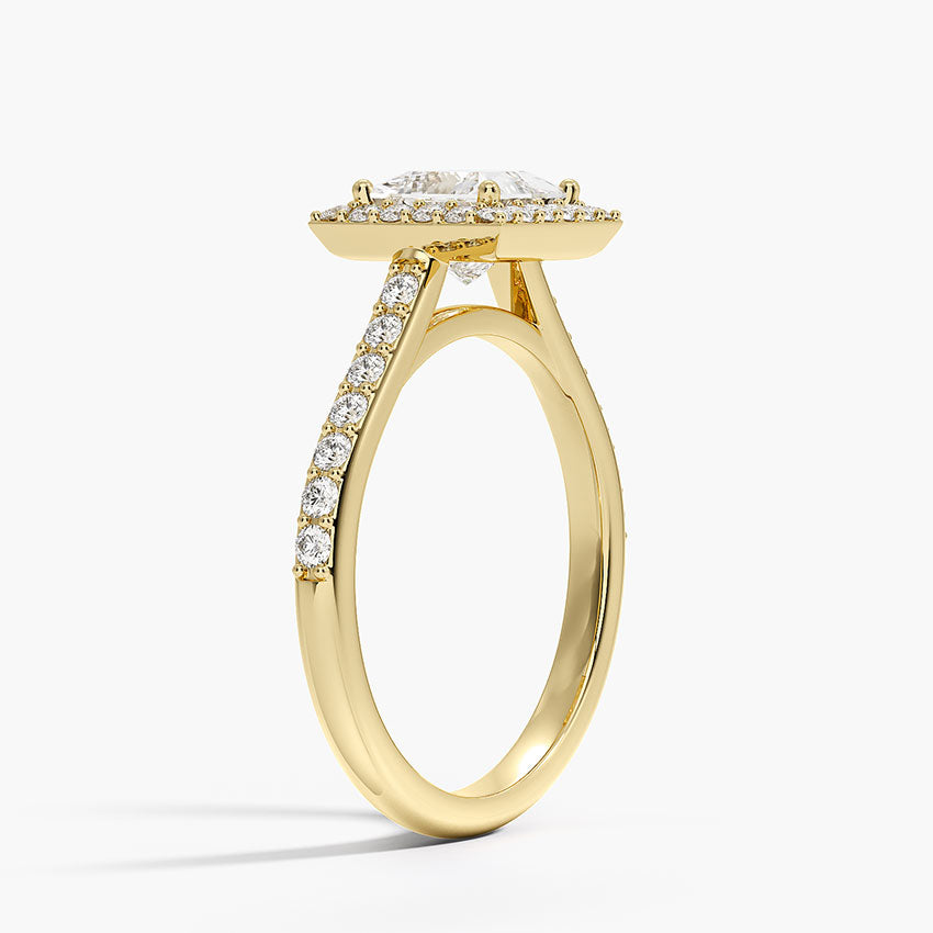 1,40 Karat Prenses  Halo Tasarım Tektaş Laboratuvar Pırlanta Yüzük 18K  -Bellora - Bold Diamonds