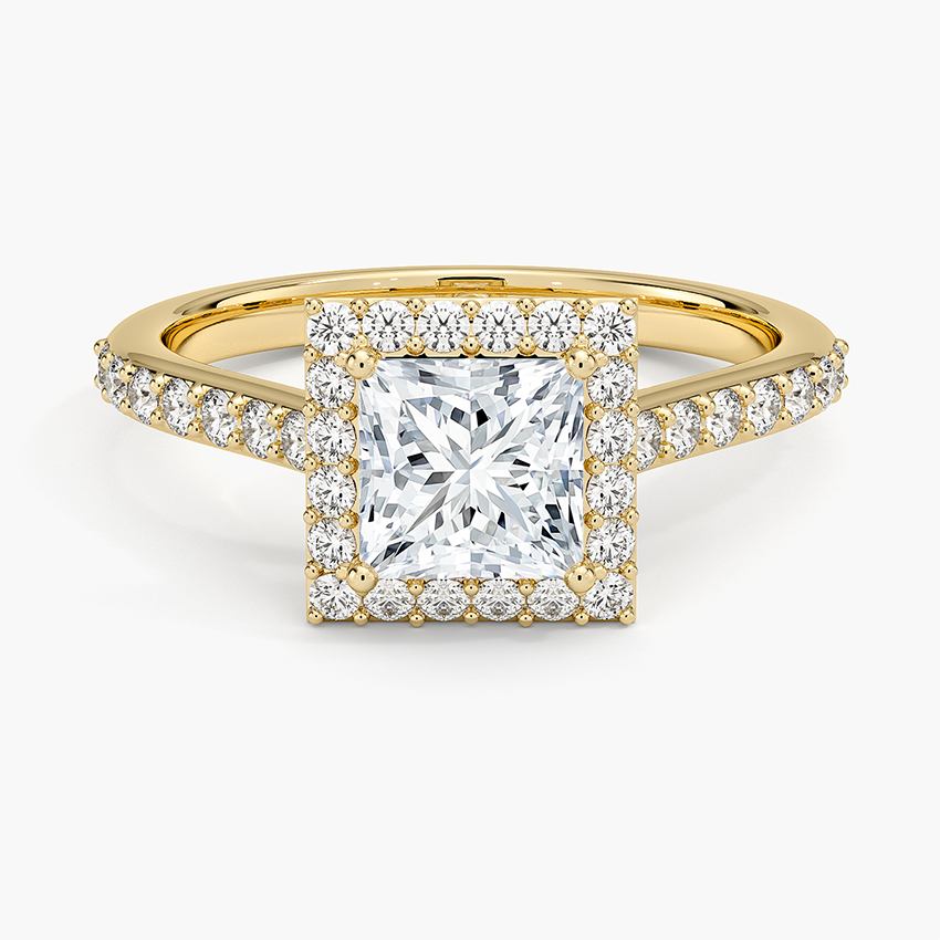 1,40 Karat Prenses  Halo Tasarım Tektaş Laboratuvar Pırlanta Yüzük 18K  -Bellora - Bold Diamonds