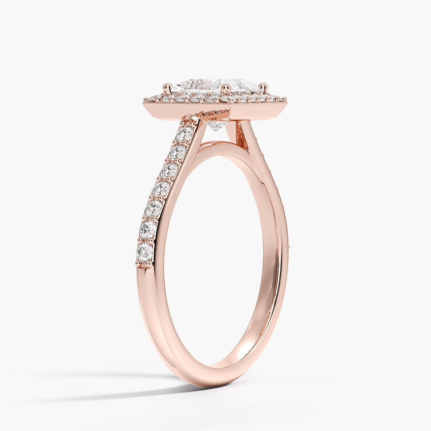 1,40 Karat Prenses  Halo Tasarım Tektaş Laboratuvar Pırlanta Yüzük 18K  -Bellora - Bold Diamonds