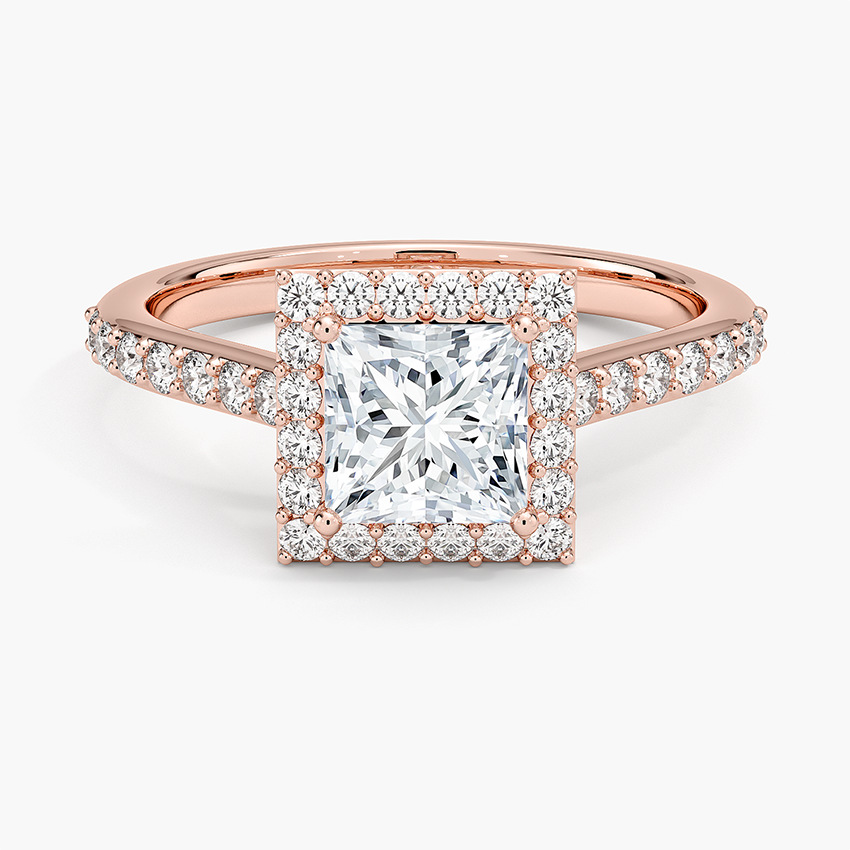 1,40 Karat Prenses  Halo Tasarım Tektaş Laboratuvar Pırlanta Yüzük 18K  -Bellora - Bold Diamonds