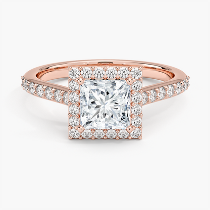 1,40 Karat Prenses  Halo Tasarım Tektaş Laboratuvar Pırlanta Yüzük 18K  -Bellora - Bold Diamonds
