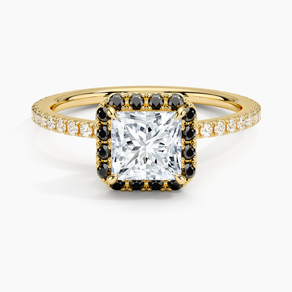 1.40 Karat Prenses Halo Tasarım Tektaş Laboratuvar Pırlanta Yüzük 18k  -Halora - Bold Diamonds