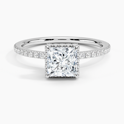 1,40 Karat Prenses Halo Tasarım Tektaş Laboratuvar Pırlanta Yüzük 18K - Luminara - Bold Diamonds