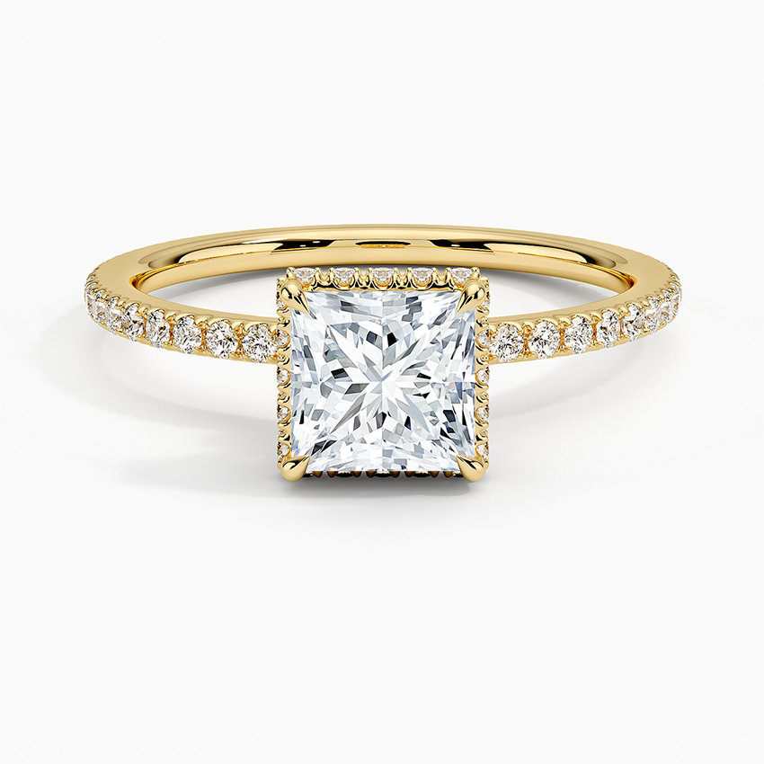 1,40 Karat Prenses Halo Tasarım Tektaş Laboratuvar Pırlanta Yüzük 18K - Luminara - Bold Diamonds
