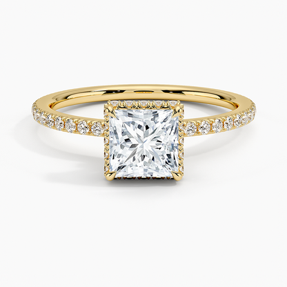 1,40 Karat Prenses Halo Tasarım Tektaş Laboratuvar Pırlanta Yüzük 18K - Luminara - Bold Diamonds