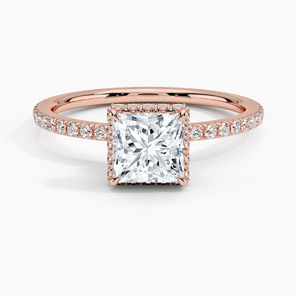 1,40 Karat Prenses Halo Tasarım Tektaş Laboratuvar Pırlanta Yüzük 18K - Luminara - Bold Diamonds