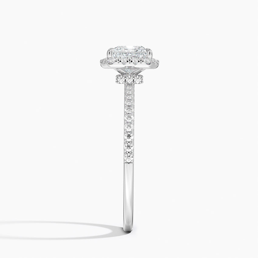 1.40 Karat Prenses Halo Tasarım Tektaş Laboratuvar Pırlanta Yüzük 18k  -Luxora - Bold Diamonds