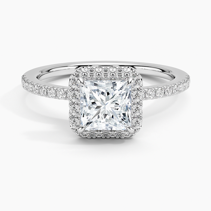 1.40 Karat Prenses Halo Tasarım Tektaş Laboratuvar Pırlanta Yüzük 18k  -Luxora - Bold Diamonds