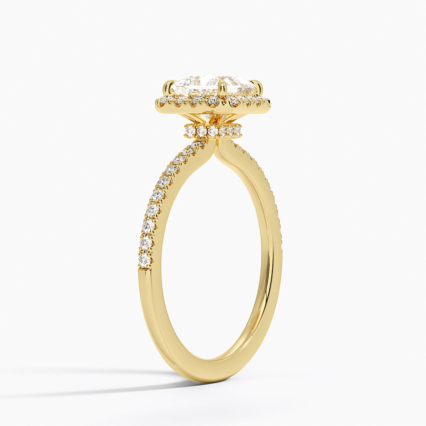 1.40 Karat Prenses Halo Tasarım Tektaş Laboratuvar Pırlanta Yüzük 18k  -Luxora - Bold Diamonds