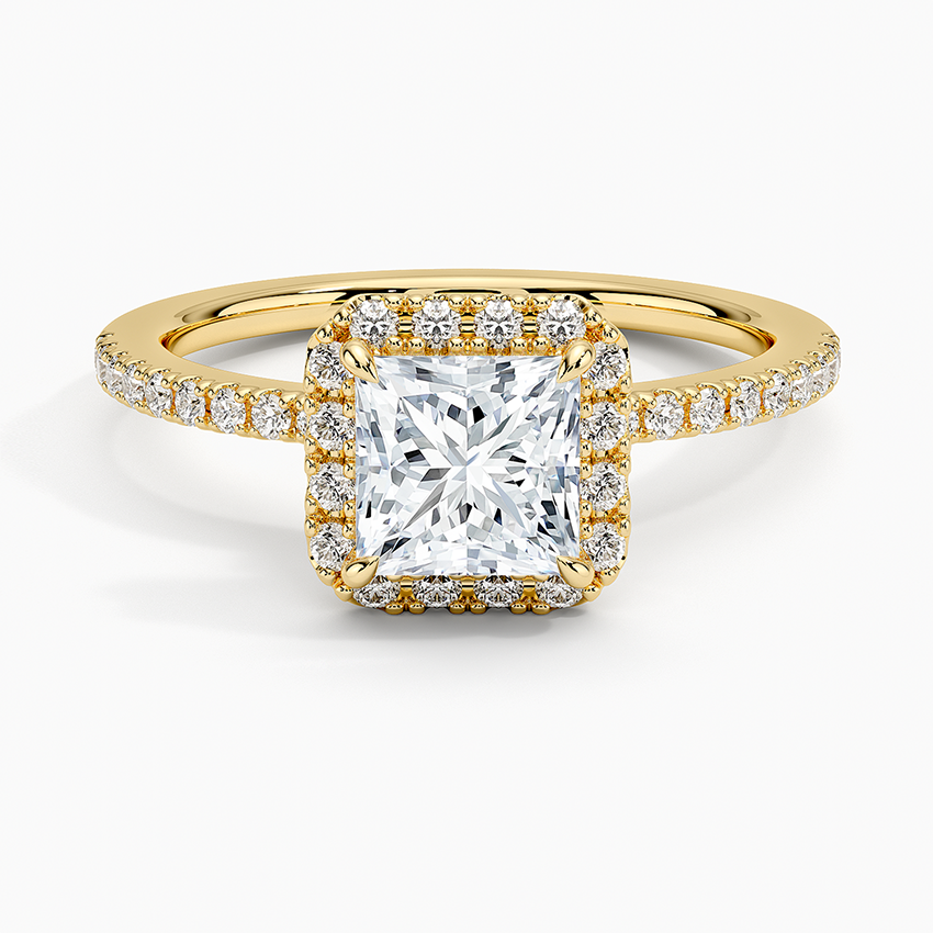 1.40 Karat Prenses Halo Tasarım Tektaş Laboratuvar Pırlanta Yüzük 18k  -Luxora - Bold Diamonds