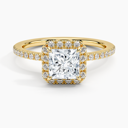 1.40 Karat Prenses Halo Tasarım Tektaş Laboratuvar Pırlanta Yüzük 18k  -Luxora - Bold Diamonds