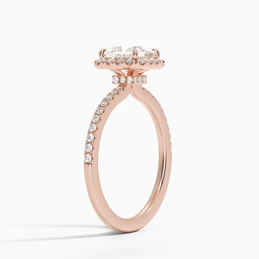 1.40 Karat Prenses Halo Tasarım Tektaş Laboratuvar Pırlanta Yüzük 18k  -Luxora - Bold Diamonds
