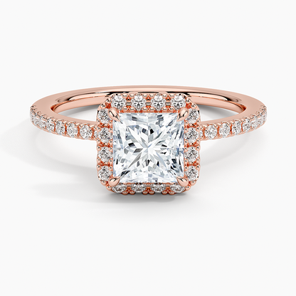 1.40 Karat Prenses Halo Tasarım Tektaş Laboratuvar Pırlanta Yüzük 18k  -Luxora - Bold Diamonds
