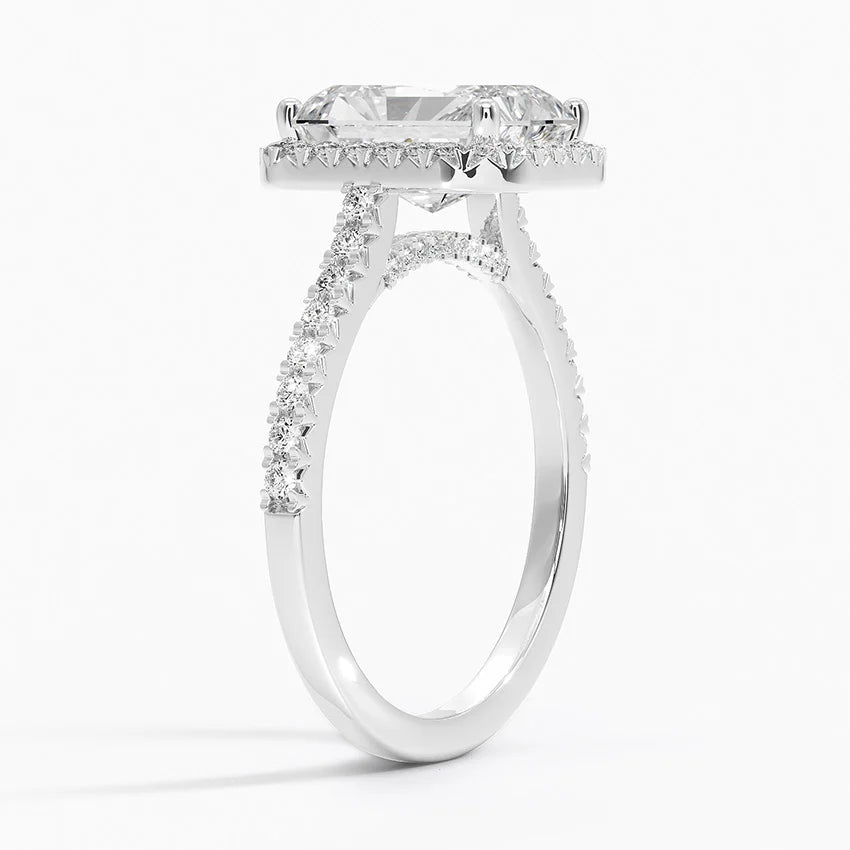 1.40 Karat Radiant Halo Tasarım Tektaş Laboratuvar Pırlanta Yüzük 18k  -Astrala - Bold Diamonds