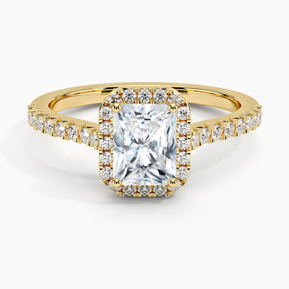 1.40 Karat Radiant Halo Tasarım Tektaş Laboratuvar Pırlanta Yüzük 18k  -Astrala - Bold Diamonds
