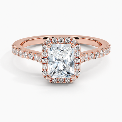 1.40 Karat Radiant Halo Tasarım Tektaş Laboratuvar Pırlanta Yüzük 18k  -Astrala - Bold Diamonds
