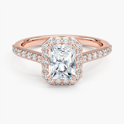 1,40 Karat Radiant Halo Tasarım Tektaş Laboratuvar Pırlanta Yüzük 18K -Bellora - Bold Diamonds