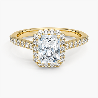 1,40 Karat Radiant Halo Tasarım Tektaş Laboratuvar Pırlanta Yüzük 18K -Bellora - Bold Diamonds