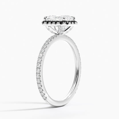1.40 Karat Radiant Halo Tasarım Tektaş Laboratuvar Pırlanta Yüzük 18k  -Halora - Bold Diamonds
