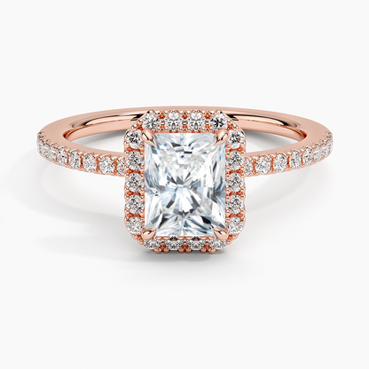 1.40 Karat Radiant Halo Tasarım Tektaş Laboratuvar Pırlanta Yüzük 18k  -Luxora - Bold Diamonds
