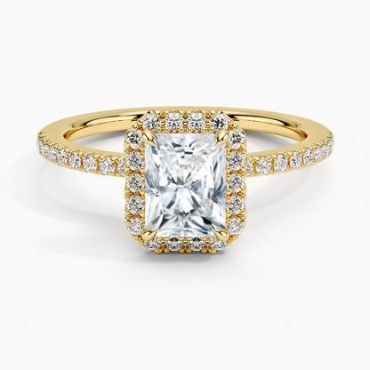 1.40 Karat Radiant Halo Tasarım Tektaş Laboratuvar Pırlanta Yüzük 18k  -Luxora - Bold Diamonds
