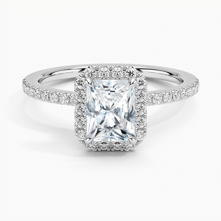 1.40 Karat Radiant Halo Tasarım Tektaş Laboratuvar Pırlanta Yüzük 18k  -Luxora - Bold Diamonds