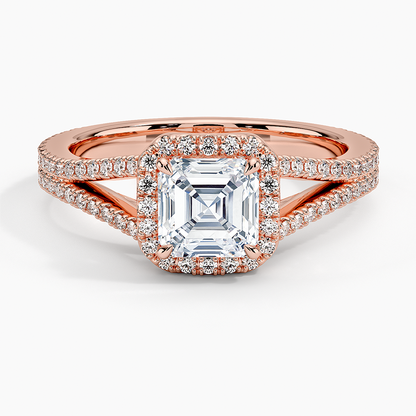 1,50 Karat Asscher Halo Tasarım Tektaş Laboratuvar Pırlanta Yüzük 18K - Aurelia - Bold Diamonds