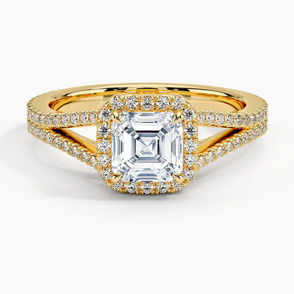 1,50 Karat Asscher Halo Tasarım Tektaş Laboratuvar Pırlanta Yüzük 18K - Aurelia - Bold Diamonds