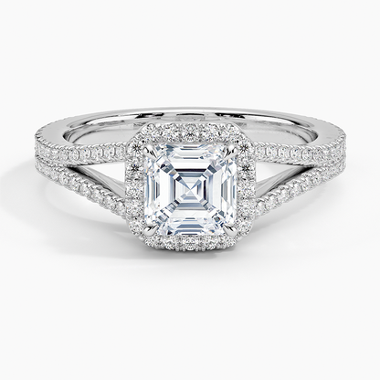 1,50 Karat Asscher Halo Tasarım Tektaş Laboratuvar Pırlanta Yüzük 18K - Aurelia - Bold Diamonds