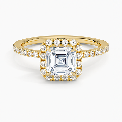 1,50 Karat Asscher Halo Tasarım Tektaş Laboratuvar Pırlanta Yüzük 18K - Celestia - Bold Diamonds