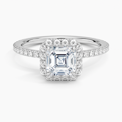 1,50 Karat Asscher Halo Tasarım Tektaş Laboratuvar Pırlanta Yüzük 18K - Celestia - Bold Diamonds