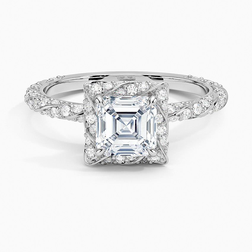 1.50 Karat Asscher Halo Tasarım Tektaş Laboratuvar Pırlanta Yüzük 18k  -Elyra - Bold Diamonds